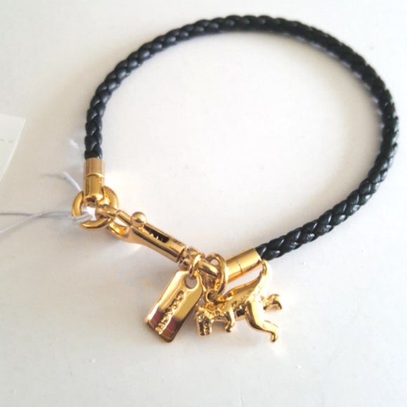 Coach 🦕 Rexy Dinosaur 🦕 Charm Leather Braided Bracelet - Picture 3 of 6